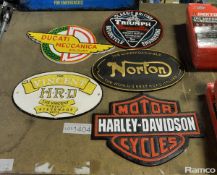 Harley Davidson, The Vincent, Ducati Meccanica, Norton & Triumph Cast Signs
