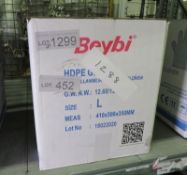 Beybi HDPE Gloves - Size L - 100 gloves per bag - 200 bags per box - 1 box