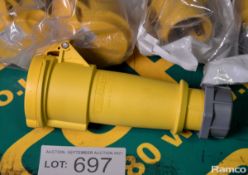 7x Mennekes Type 521RG 32A-4h 100-130v Connectors - Yellow