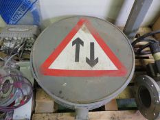 RSF 2 way traffic sign 770mm diameter with 1600mm post