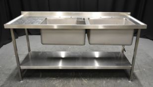 Stainless Steel Double Sink Unit - L1800 x D650 x H935mm