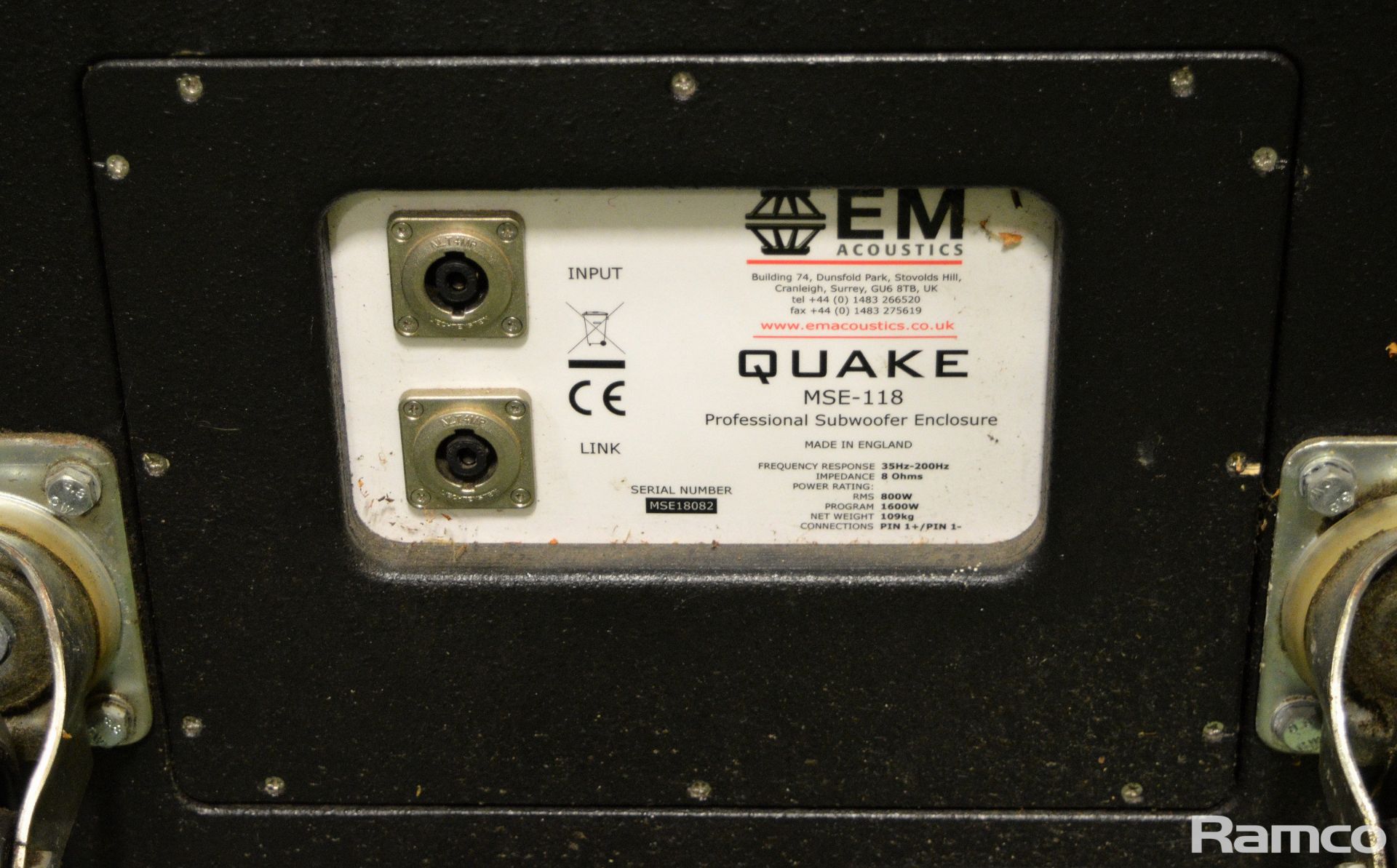 EM Acoustics MSE-118 Quake Speaker - Image 5 of 6