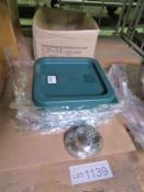 Green Container Lids W190 x D190mm, 2x Stainless Steel Large Hole Shaker Tops