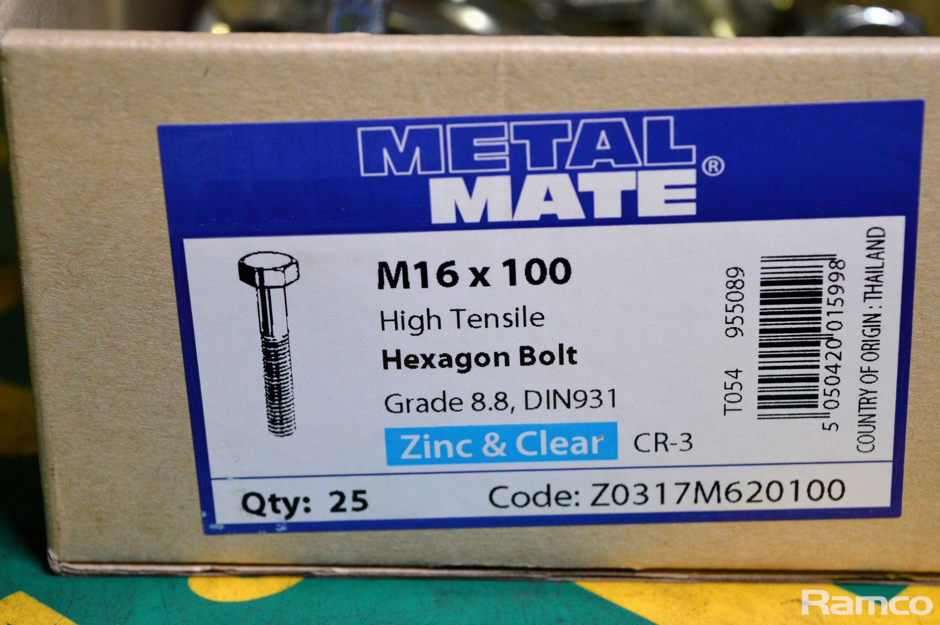 25x Metal mate M16 x 100 Hexagonal Bolts - Image 2 of 2