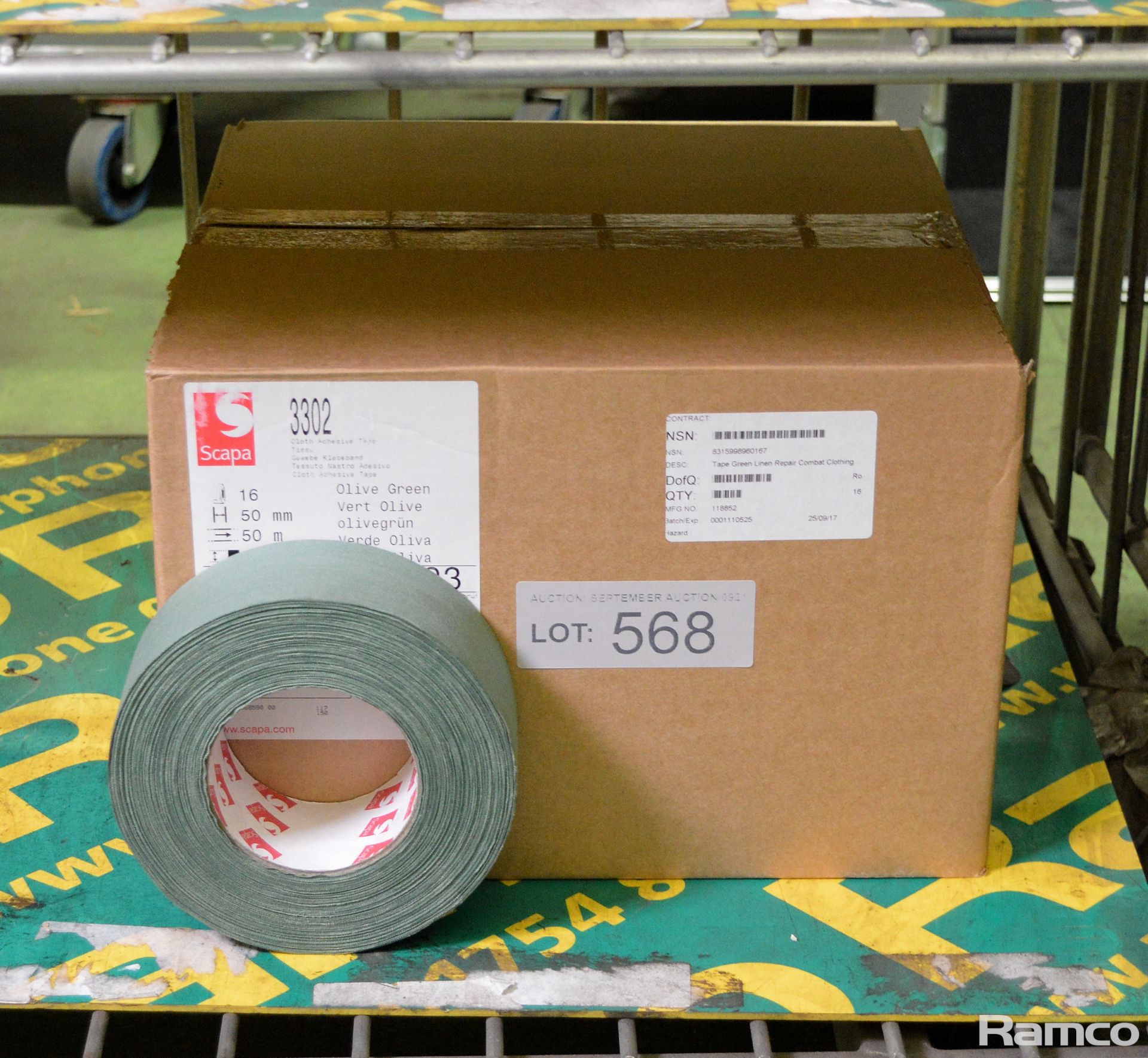 Scapa tape - 3302 - Olive Green - 50mm x 50M - 16 per box - 1 box