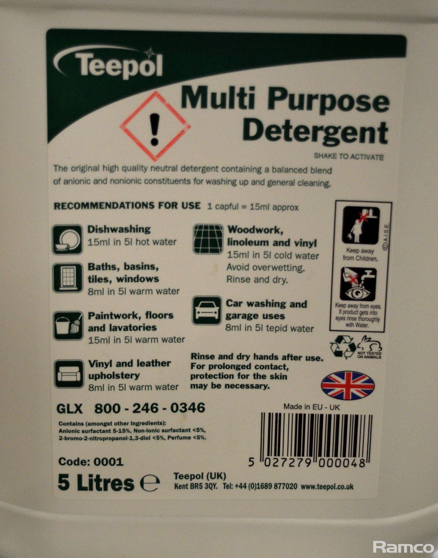 Teepol Multipurpose Detergent - 4x 5ltr Per Box - 21 boxes - Image 3 of 3