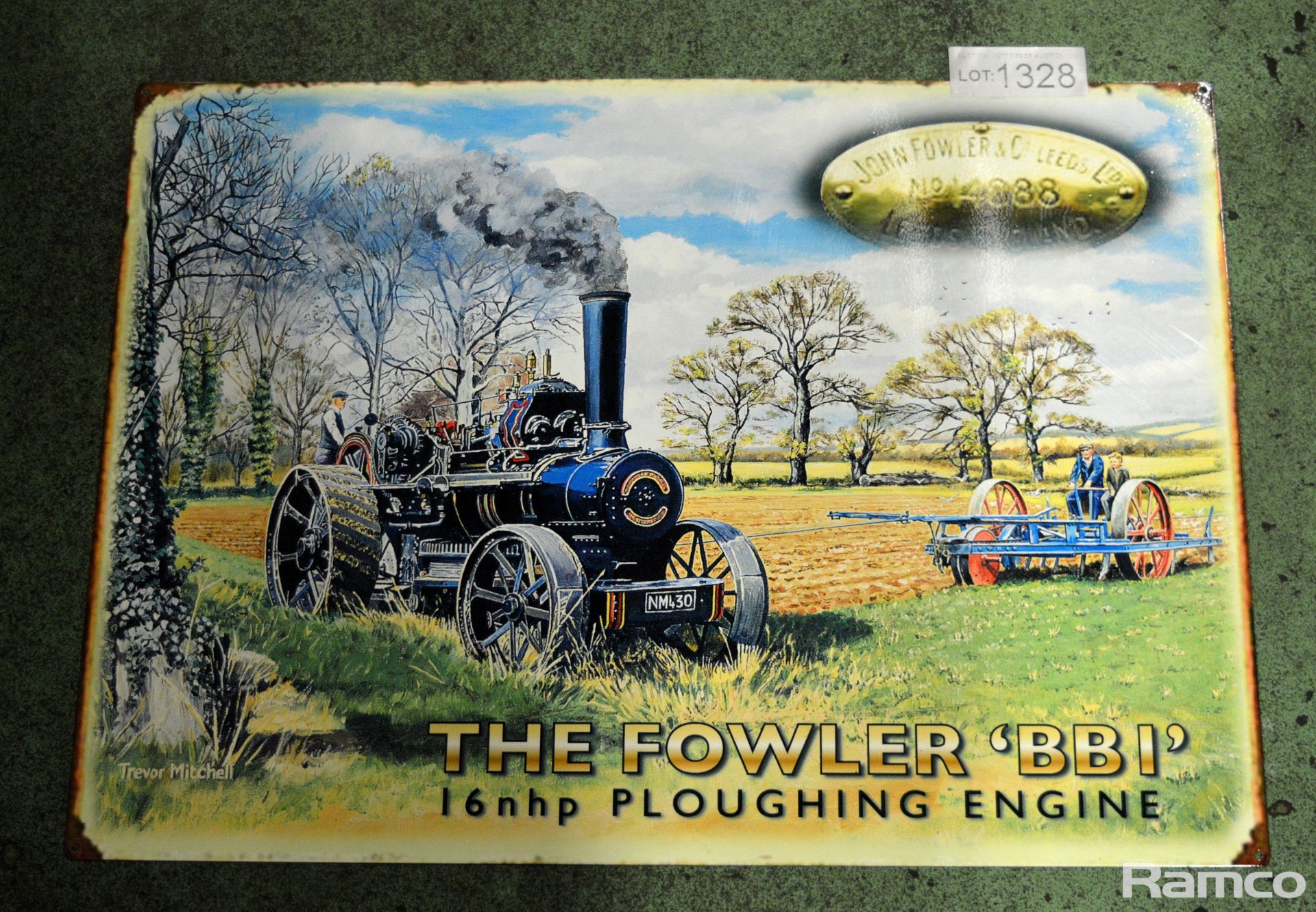 The Fowler BBI Ploughing Engine Tin Sign