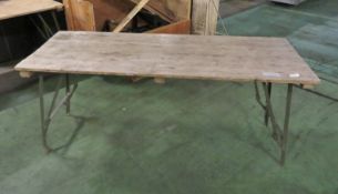 Wooden Table with fold out legs - W 1970mm x D 680mm x H 750mm