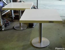 2x Square top freestanding tables - W795mm x D795mm x H760mm