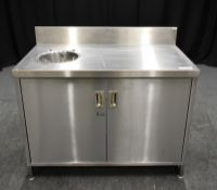 Stainless Steel Cupboard Unit with Small Basin - L1200 x D650 x H1035mm