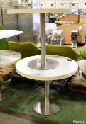 2x Circular Tables - Wood Effect - White - Diameter 900 x H750mm