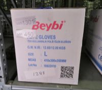 Beybi HDPE Gloves - Size L - 100 gloves per bag - 200 bags per box - 1 box