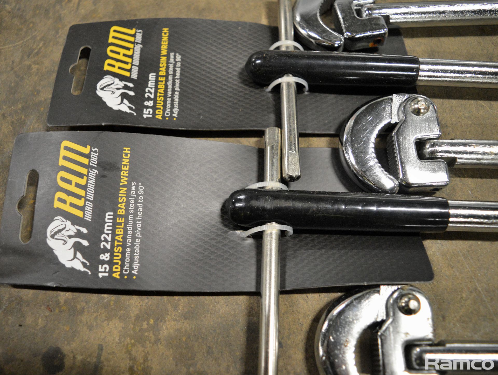 5x Ram 15 & 22mm Adjustable Basin Wrenches - Image 2 of 3