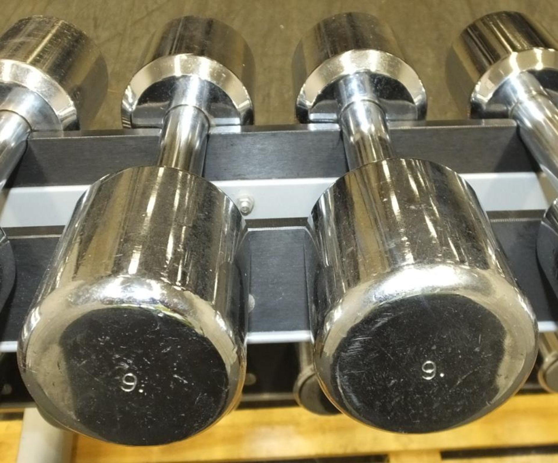 TechnoGym Dumbbell Set 1 -10kg Pairs on Rack - Missing 7kg weights - Image 13 of 15