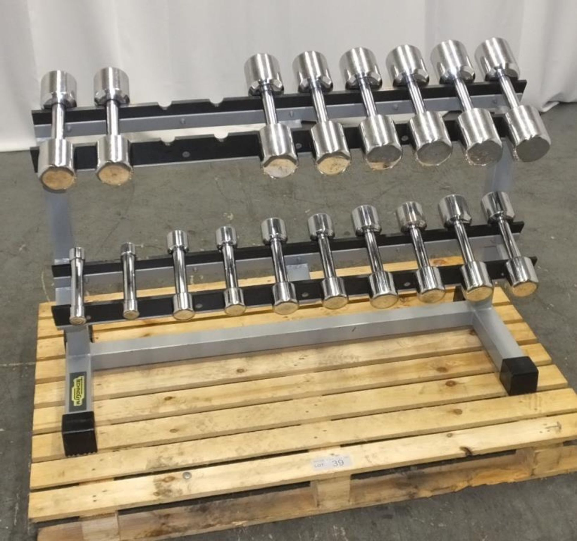 TechnoGym Dumbbell Set 1 -10kg Pairs on Rack - Missing 7kg weights