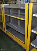 Double sided shelving shop display unit - L 1400mm x D 680mm x H 1540mm