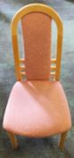 7x Dining Chairs with Pink Fabric Upholstery
