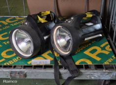 2x Dragon T12 12V Searchlights - NO CHARGERS