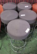 5x Grey topped stools - 830mm High