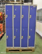 8x Single 2-Compartment Lockers - L300 x W450 x H1780mm