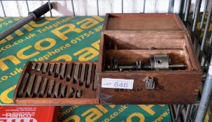 Machine Valve Gear Cutting Kit in a wooden box