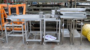 Stainless Steel Kitchen Equipment - Small tables, shelves, trays, trolley frame, food cont