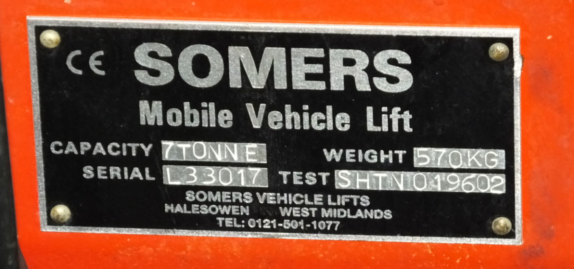 Somers 7 Tonne mobile lift system - 4 lifts - serial L33017 - Each lift weighs 570kg - no4 - Image 9 of 9