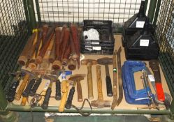 Various Hand Tools - Hammers, Clamps, Funnels, Spanner