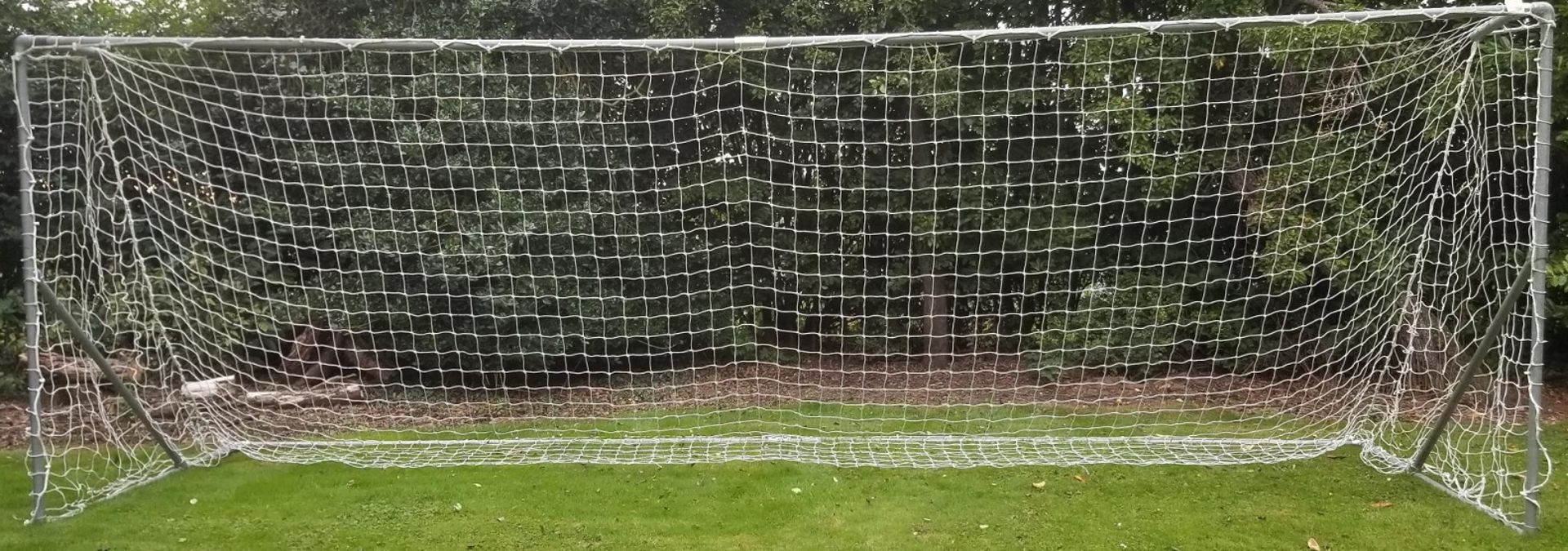 Full size heavy weight football goal 24ft x 8ft with professional net - Image 2 of 8