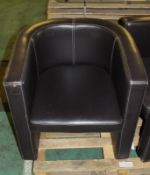 2x Tub Chairs - Dark Brown - L710 x D650 x H740mm