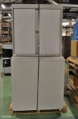 Light Grey Roller Door Metal Cabinet - L1000 x W480 x H1040mm & 2x Light Grey Roller Door