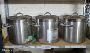 3x Paderno Grand Gourmet Inox 18/10 Stockpots