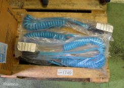 2x Pairs of Rectus Braided PU Hose Coils - 6.3mm x 9.5mm x 3m x G1/4