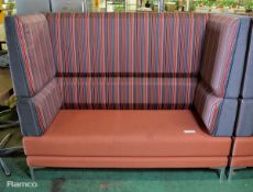 High back upholstered booth seating â€“ 1640mm W x 700mm D x 1325mm H