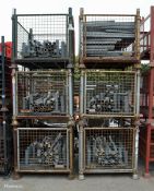 Stillage containing 20x Scaffold Handrail Bases & Posts and 15x Handrail Bases & Posts