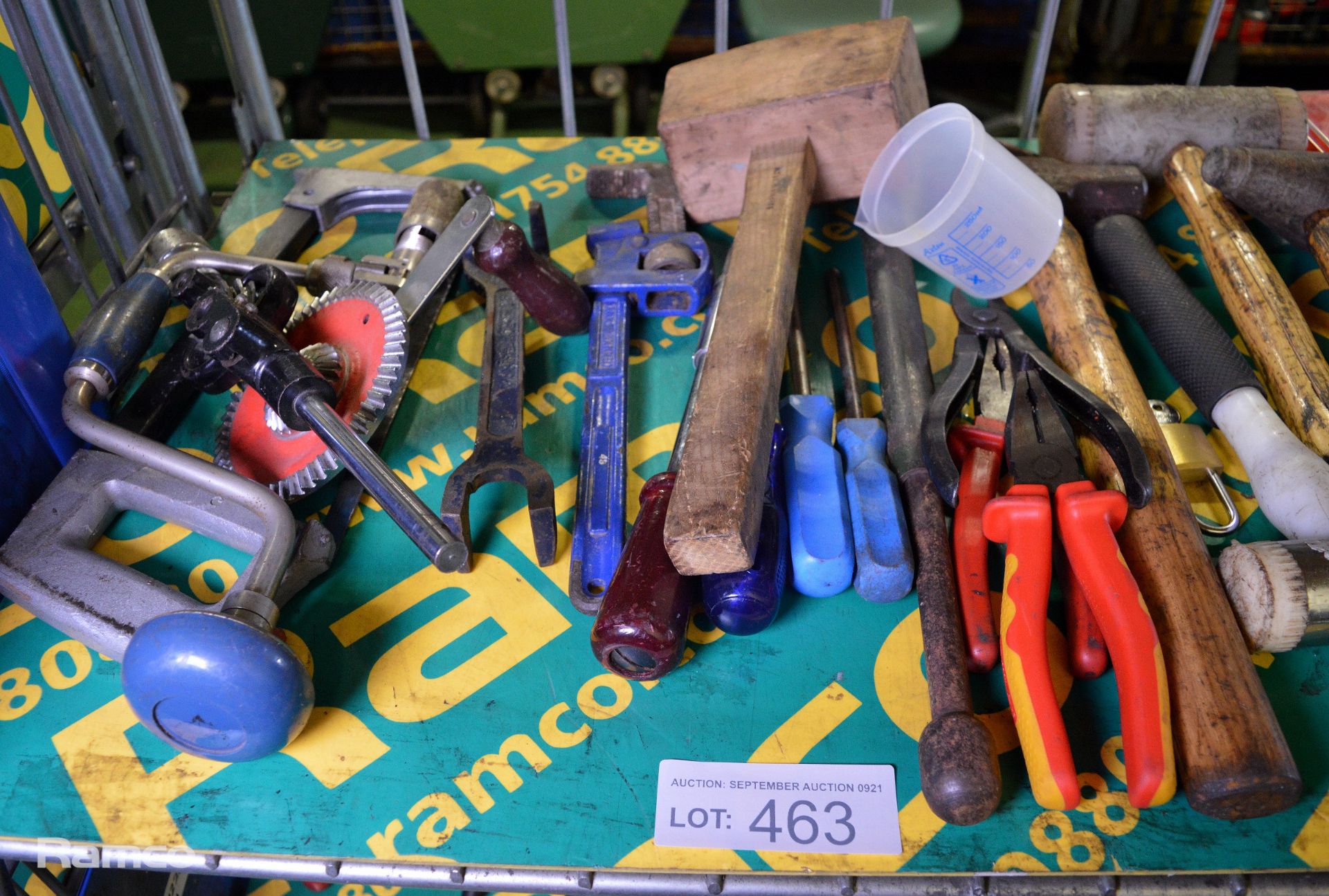 Hand Tools - mallet, hand drill, hacksaw, hammers, pliers, O-rings, wrench - Image 2 of 4