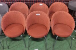 6x Orange upholstered chairs