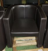 2x Tub Chairs - Dark Brown - L710 x D650 x H740mm