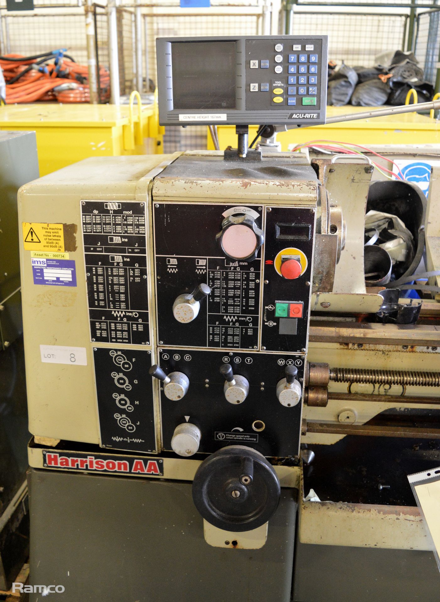 Harrison AA Lathe - only comes with tailstock - serial - TR / VS 330014 1045 - Acu-Rite DR - Image 2 of 14