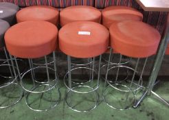 6x Orange topped stools - 830mm High