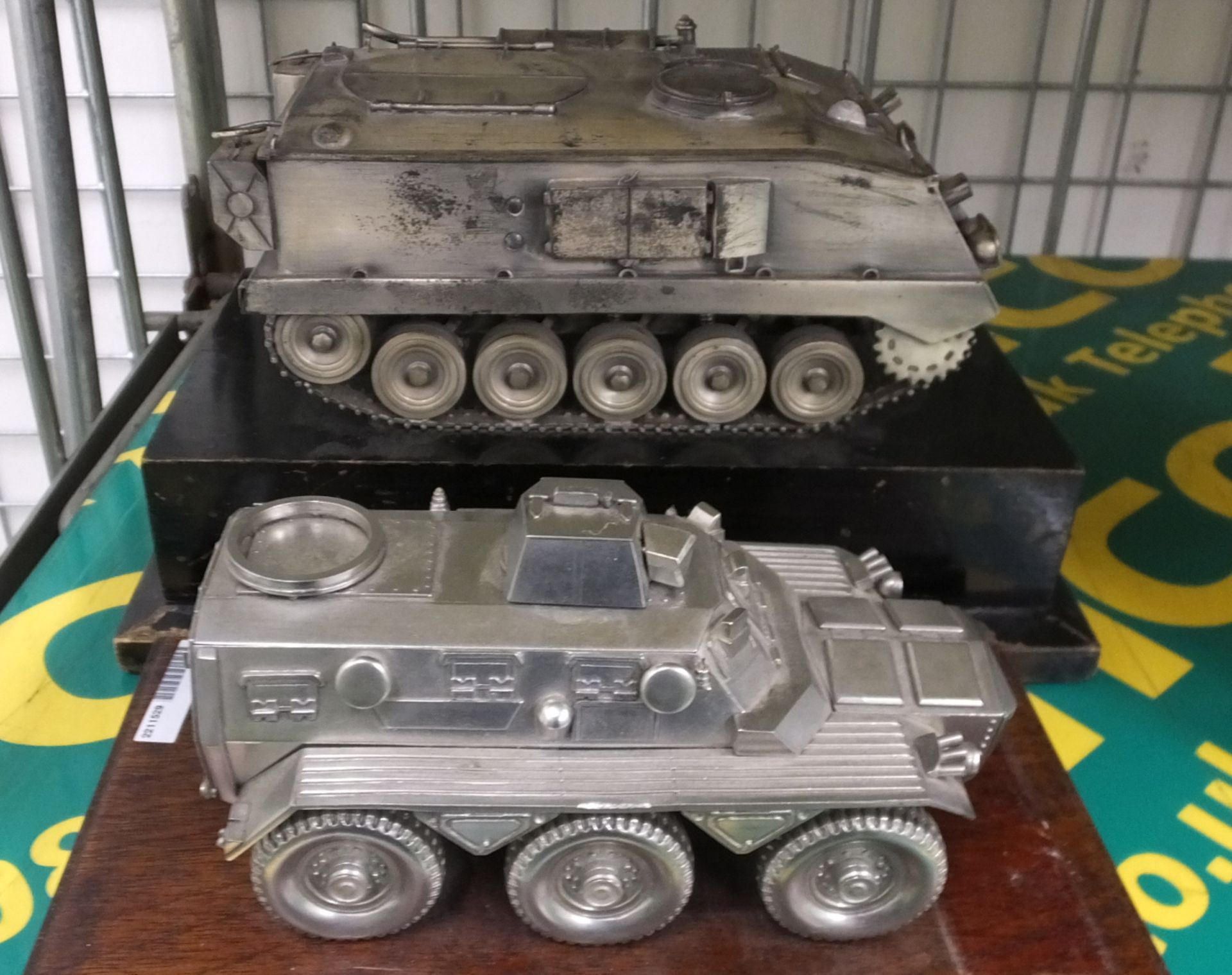 Metal Model Tank on a Wooden Base & Armoured Military Personnel Carrier Metal Model - Image 2 of 2