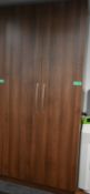 Large wooden two door cupboard, L 660mm x W 1000mm x H 2400mm, bring necessary tools to di