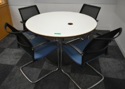 Meeting table, W 1200mm x H 750mm, accompanied by 4 chairs