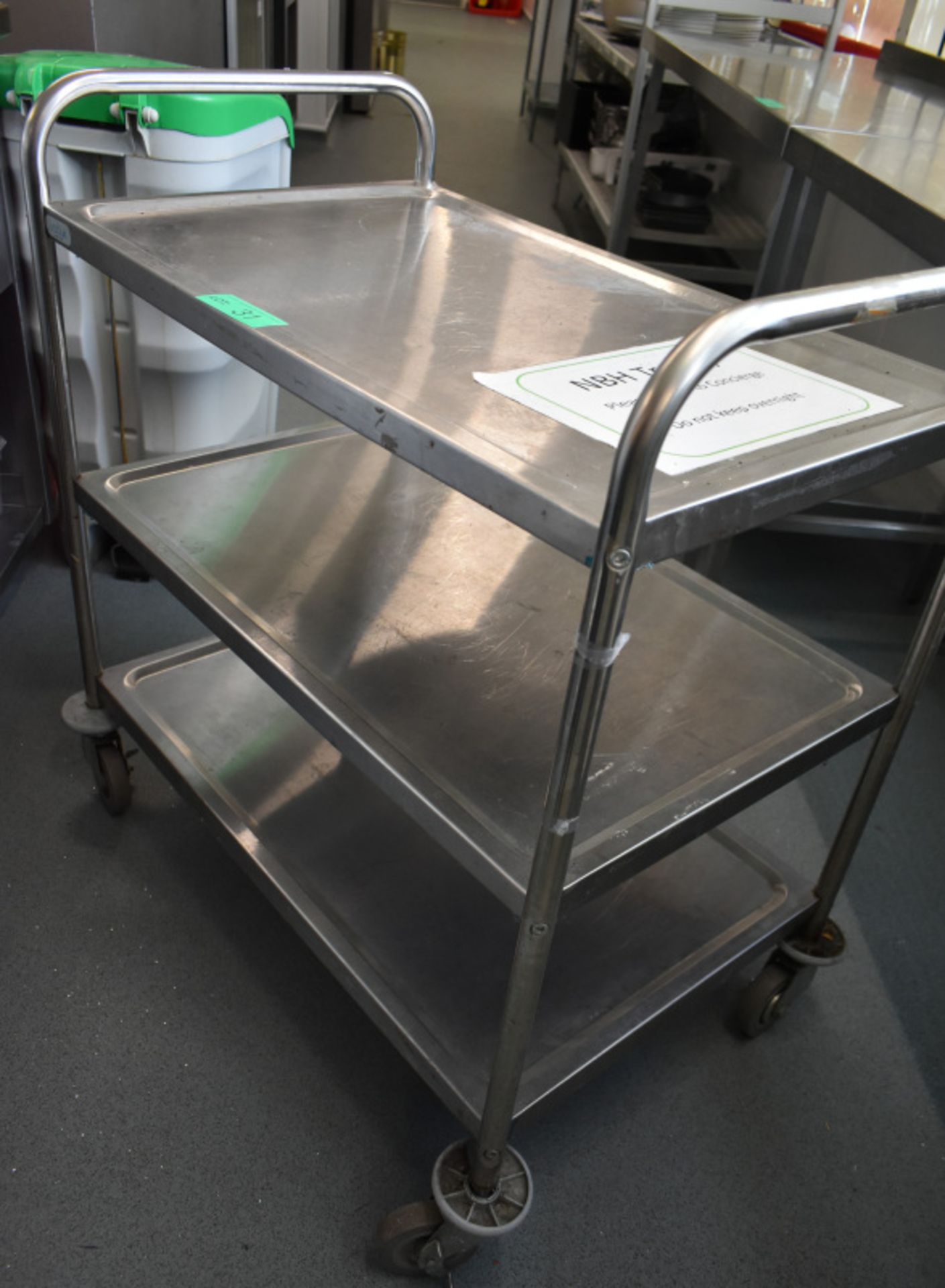 Three tier mobile stainless steel trolley, L 870mm x W 520mm x H 930mm - Image 2 of 2