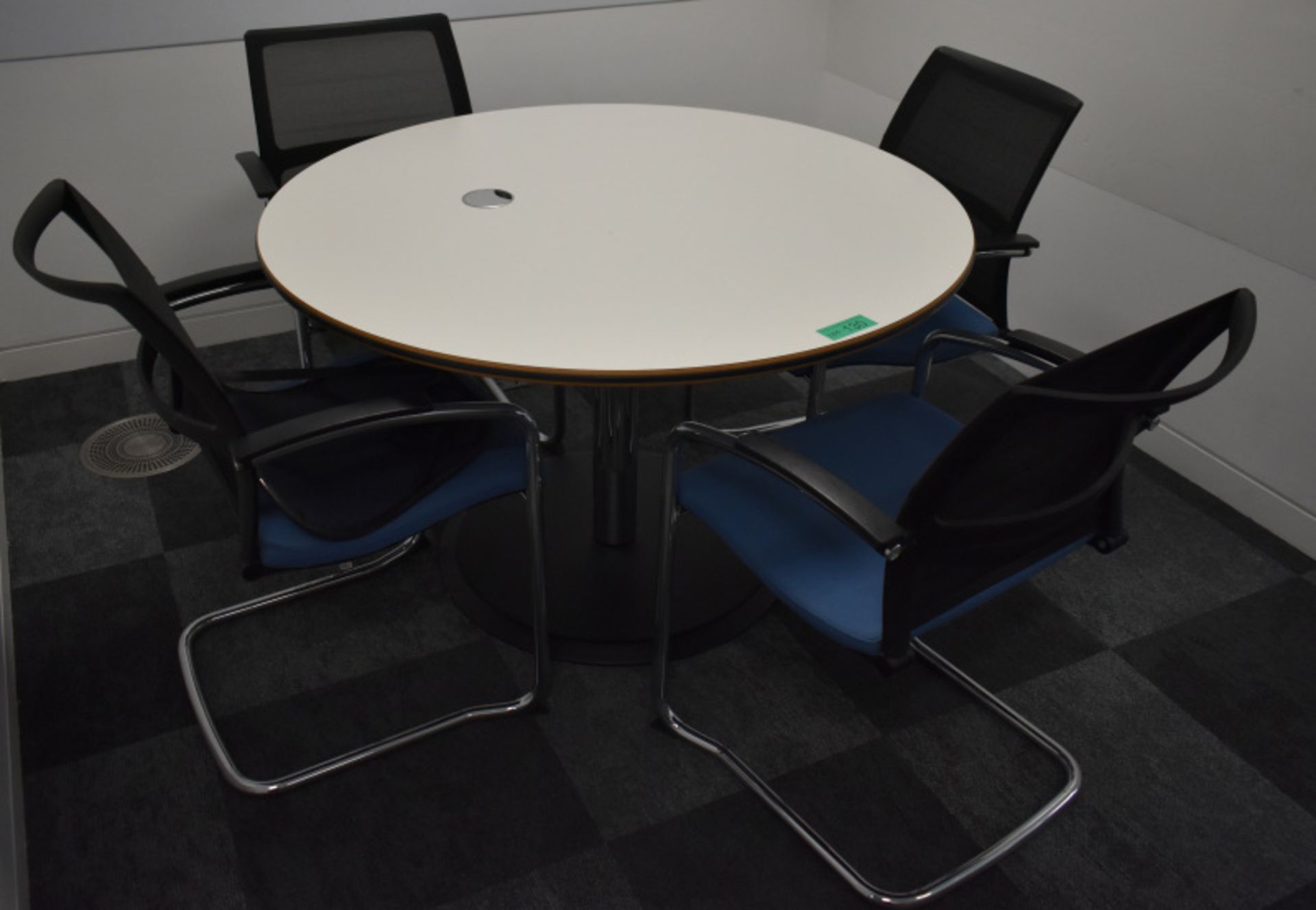 Meeting table, W 1200mm x H 750mm, accompanied by 4 chairs