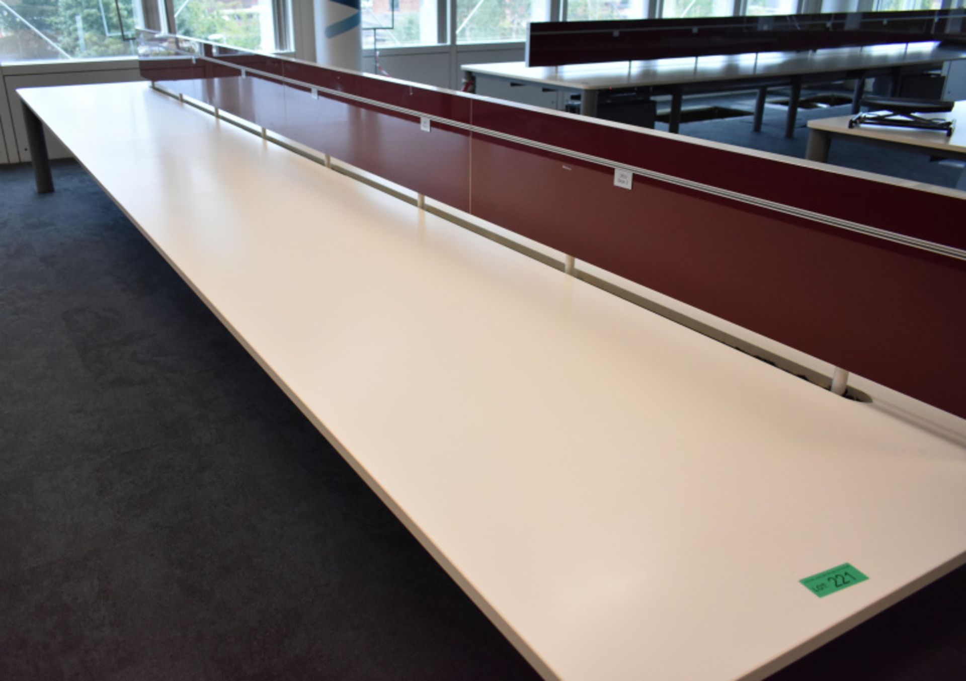 Bank of desks, seating 12, L 6500mm x W 1800mm x H 1180mm, buyer to dismantle and remove - Image 2 of 4