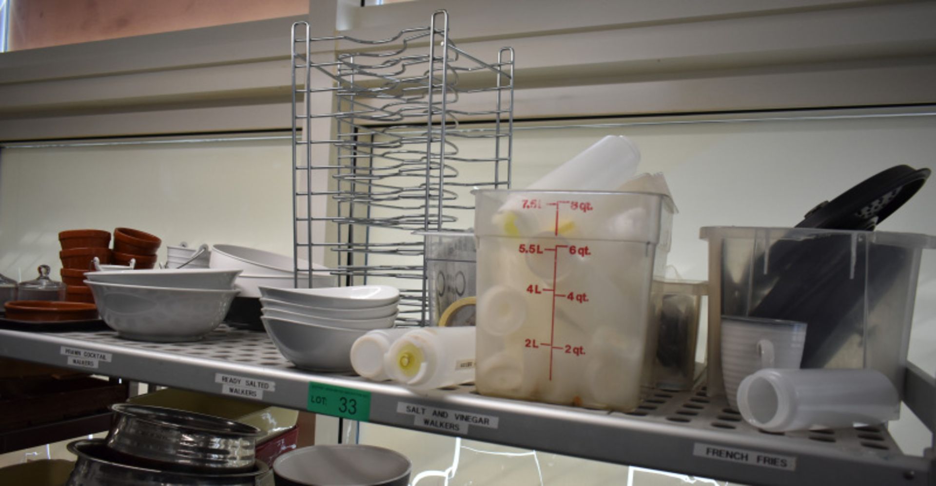 Four tier kitchen storage rack with contents, contents to include- pestle and mortar, plat - Image 2 of 5