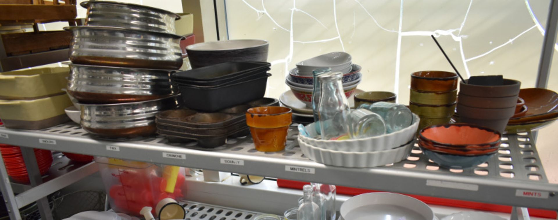 Four tier kitchen storage rack with contents, contents to include- pestle and mortar, plat - Image 3 of 5