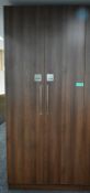 Large wooden two door cupboard, L 660mm x W 1000mm x H 2400mm, bring necessary tools to di