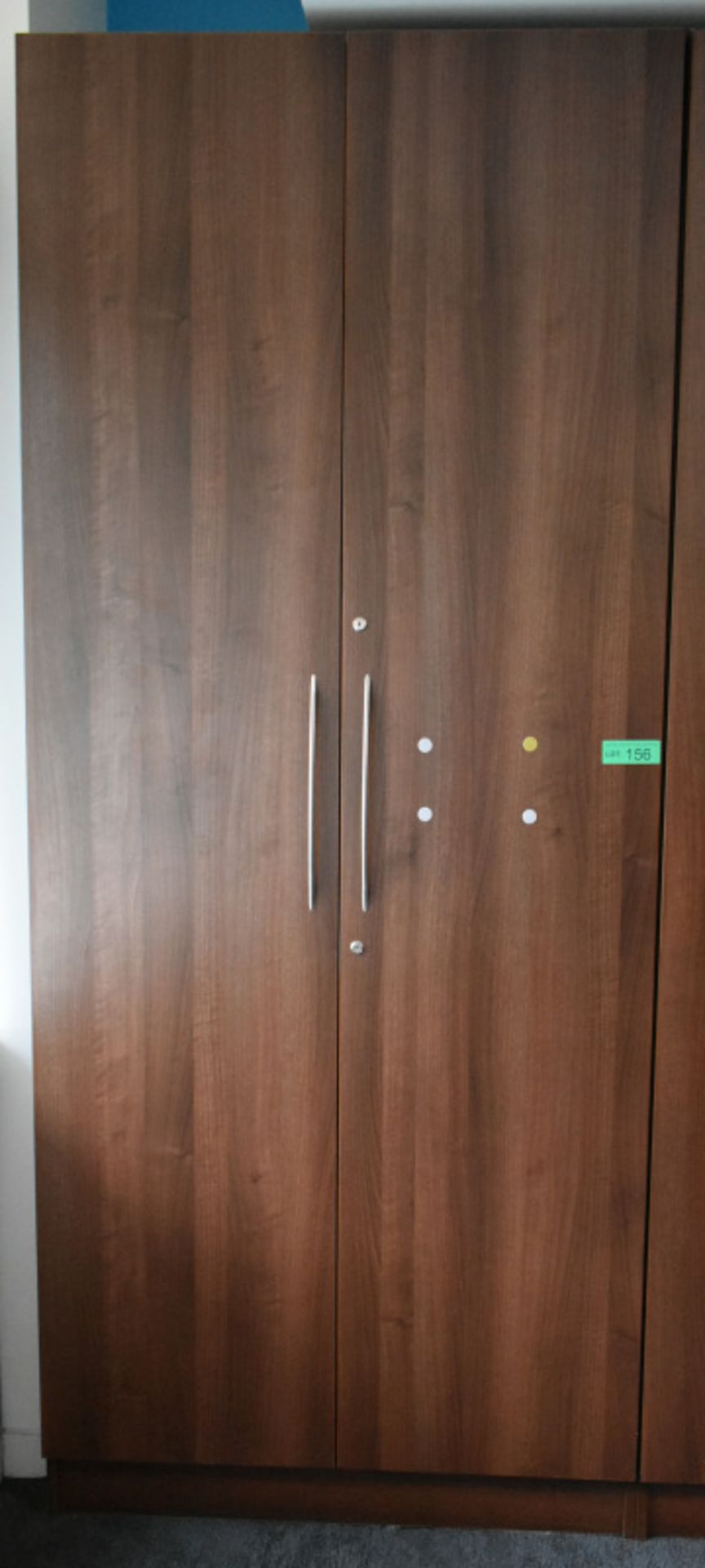 Large wooden two door cupboard, L 660mm x W 1000mm x H 2400mm, bring necessary tools to di